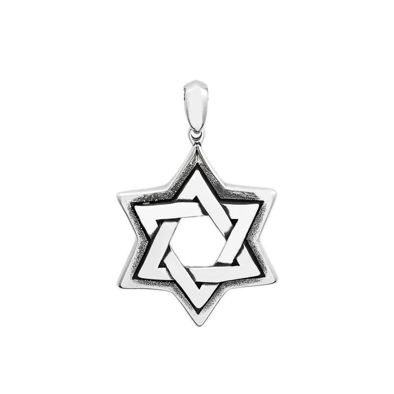 Stainless Steel David Pendant Necklace Men Punk Rock Nightclub Hip Hop Star