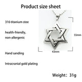 Stainless Steel David Pendant Necklace Men Punk Rock Nightclub Hip Hop Star