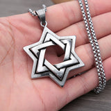 Stainless Steel David Pendant Necklace Men Punk Rock Nightclub Hip Hop Star