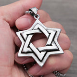 Stainless Steel David Pendant Necklace Men Punk Rock Nightclub Hip Hop Star