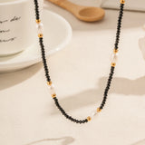 Vintage Stainless Steel Stone Beads Necklace