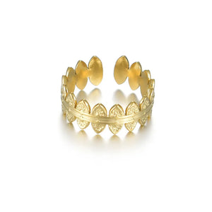 Bohemian Textured Golden Ring, Adjustable Jewelry