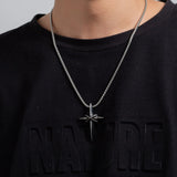 Vintage Star Cross Pendant Necklace Stainless Steel Cross Necklace for Men Women