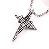 Vintage Star Cross Pendant Necklace Stainless Steel Cross Necklace for Men Women