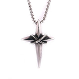 Vintage Star Cross Pendant Necklace Stainless Steel Cross Necklace for Men Women