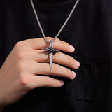 Vintage Star Cross Pendant Necklace Stainless Steel Cross Necklace for Men Women