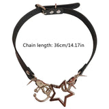 Vintage Star Leather Choker Necklace Harajuku Gothic Punk Rivet