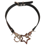 Vintage Star Leather Choker Necklace Harajuku Gothic Punk Rivet