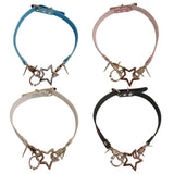 Vintage Star Leather Choker Necklace Gothic Punk Rivet Statement Collar