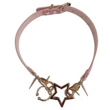 Vintage Star Leather Choker Necklace Gothic Punk Rivet Statement Collar