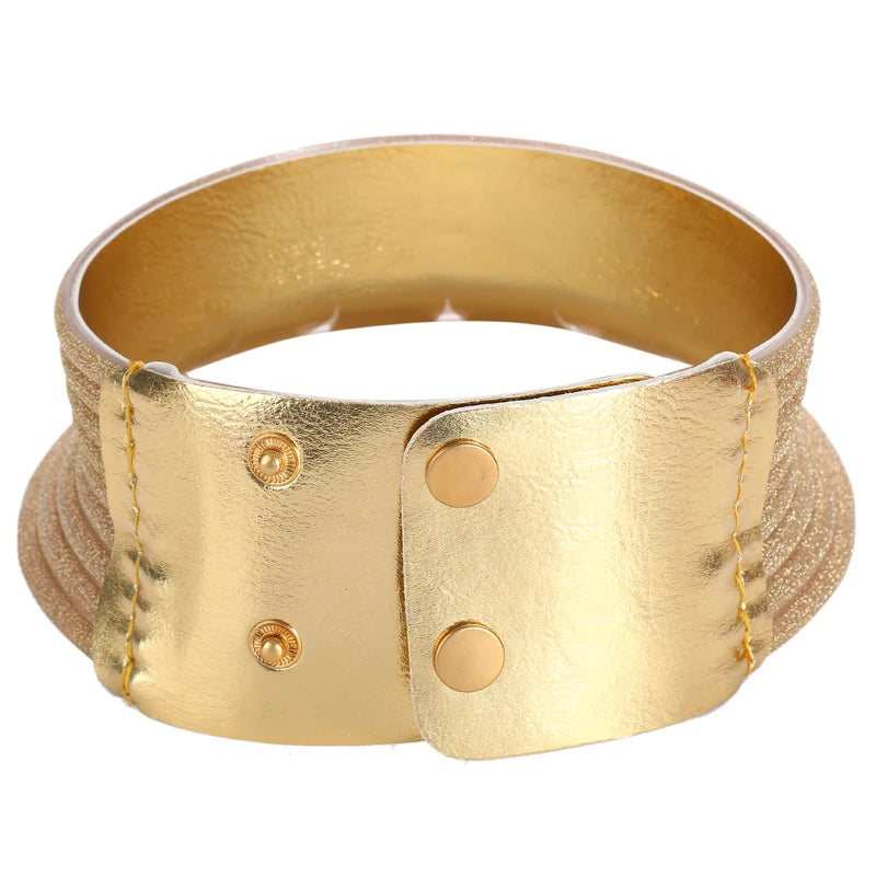Vintage Leather Choker Necklace for Women - Adjustable African Jewelry