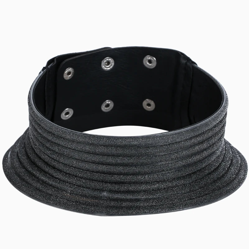 Vintage Leather Choker Necklace for Women - Adjustable African Jewelry