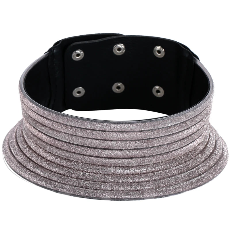 Vintage Leather Choker Necklace for Women - Adjustable African Jewelry