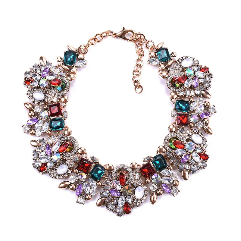 Vintage Crystal Collar Choker Necklace for Women