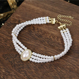 Vintage Style Pearl Choker Crystal Short Necklace Party Jewelry