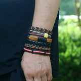 Vintage Style 6Pcs Set Multilayer Brown Leather Bracelets