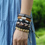 Vintage Multilayer Twist Leather Bracelet Set