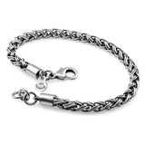 Vintage Style 925 Thai Silver Bracelet Men Singapore Chain Twist