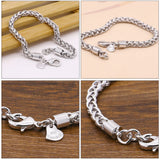 Vintage Style 925 Thai Silver Bracelet Men Singapore Chain Twist