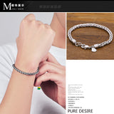 Vintage Style 925 Thai Silver Bracelet Men Singapore Chain Twist