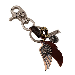 Bronze Wing Charm Car Keychain Travel Backpack Key Ring Pendant