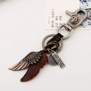 Bronze Wing Charm Car Keychain Travel Backpack Key Ring Pendant