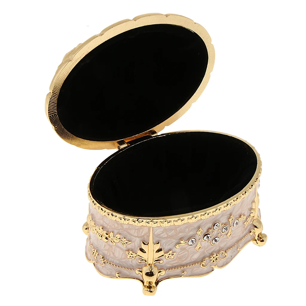 Crystal Enamel Oval Vintage Jewelry Box Gift