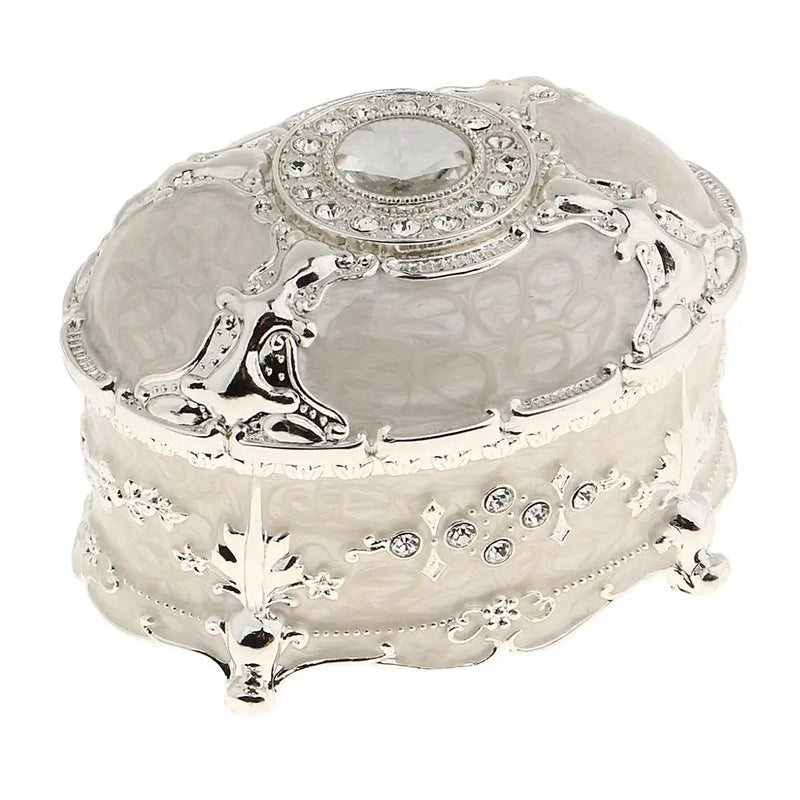 Crystal Enamel Oval Vintage Jewelry Box Gift