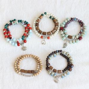 Vintage Ceramic Beads Bracelet for Girls Jewelry Gift
