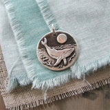 Vintage Style Men Metal Necklace Texture Sunset Fish Whale Pendant Necklace