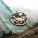 Vintage Style Men Metal Necklace Texture Sunset Fish Whale Pendant Necklace