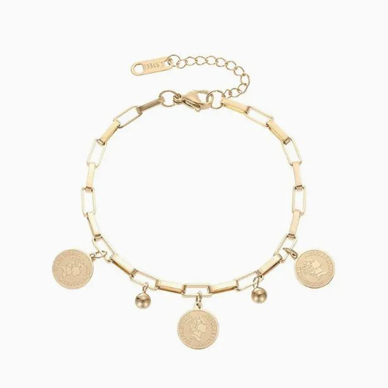 Vintage Link Chain Bracelet with Tassel Pendant Hand Chain Jewelry