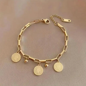 Vintage Link Chain Bracelet with Tassel Pendant Hand Chain Jewelry