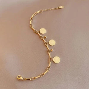 Vintage Link Chain Bracelet with Tassel Pendant Hand Chain Jewelry