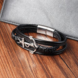 Men's Titanium Steel Anchor Leather Bracelet