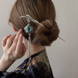 Vintage Metal Hairpin Tassel Flower Hair Stick Headwear Women Jewelry