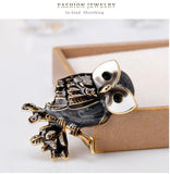 Vintage Owl Brooch Pin Retro Alloy Animal Jewelry AL240