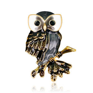 Vintage Owl Brooch Pin Retro Alloy Animal Jewelry AL240