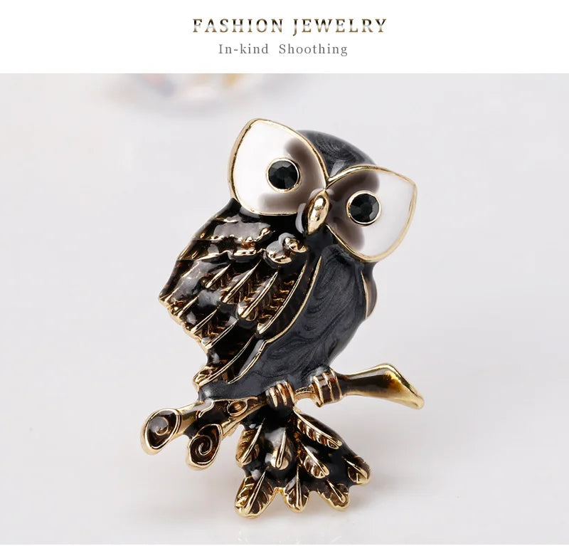 Vintage Owl Brooch Pin Retro Alloy Animal Jewelry AL240