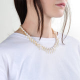 Vintage Freshwater Pearl Chain Choker Necklace with Tassel