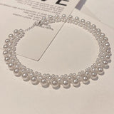 Vintage Pearl Chain Choker Necklace Love Shell Pendant Jewelry