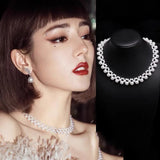 Vintage Pearl Chain Choker Necklace Love Shell Pendant Jewelry