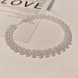 Vintage Pearl Chain Choker Necklace Love Shell Pendant Jewelry