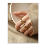 Adjustable Feather Finger Ring Retro Open Creative Ring