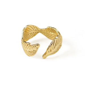 Adjustable Feather Finger Ring Retro Open Creative Ring