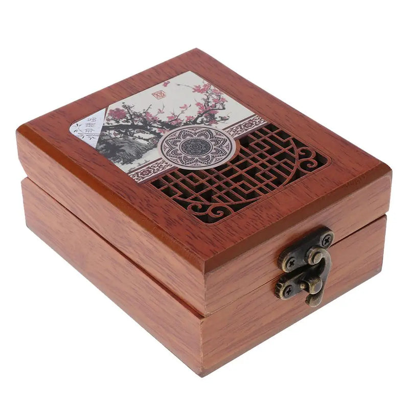Vintage Wooden Jewelry Organizer Box Trinket Case Chest