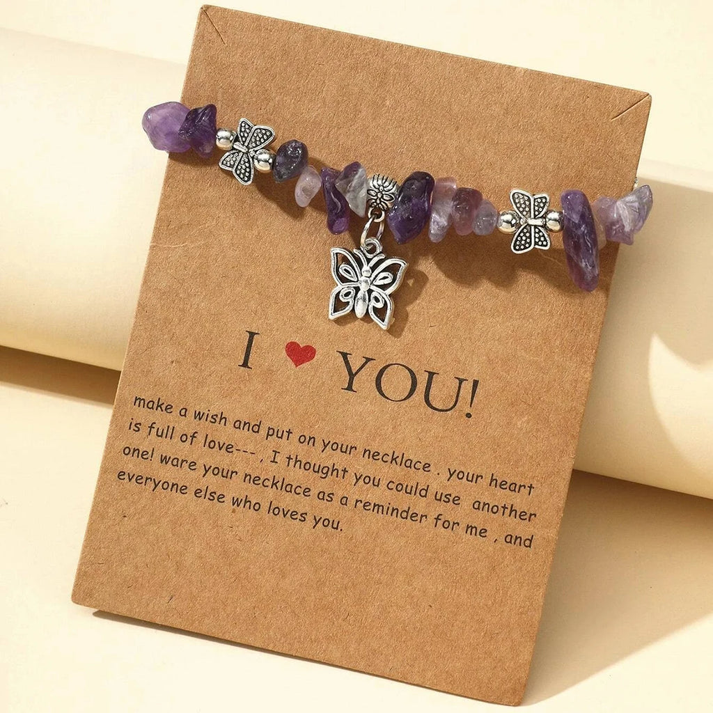 Vintage Style Silver Plated Butterfly Beaded Bracelet
