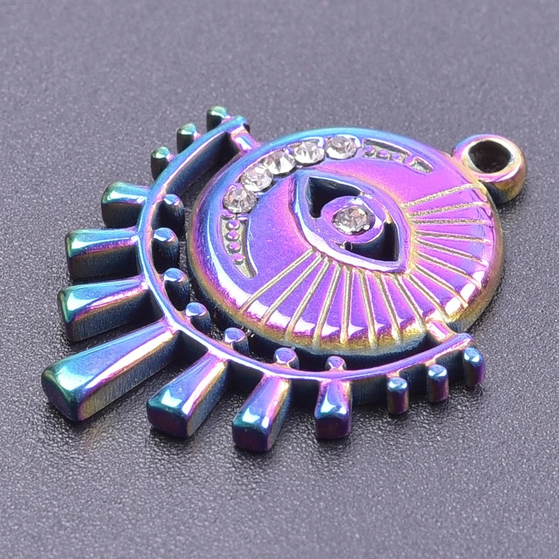 Vintage Evil Eye Charm Pendant Stainless Steel Necklace Gift