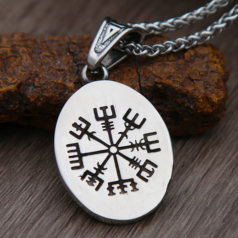 Vintage Sun Moon Star Crow Stamp Pendant Necklace