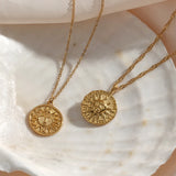 Vintage Sun Pendant Necklace 18k Plated BFF Jewelry Gift